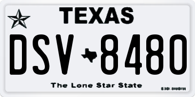 TX license plate DSV8480
