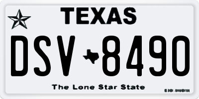 TX license plate DSV8490