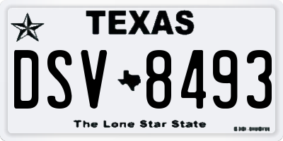 TX license plate DSV8493