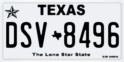 TX license plate DSV8496