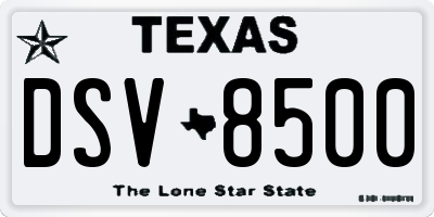 TX license plate DSV8500