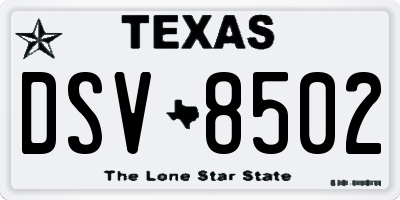TX license plate DSV8502