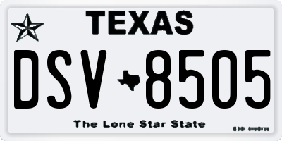 TX license plate DSV8505