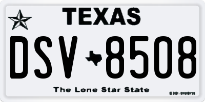 TX license plate DSV8508