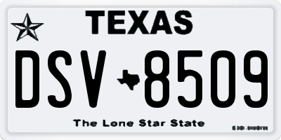 TX license plate DSV8509