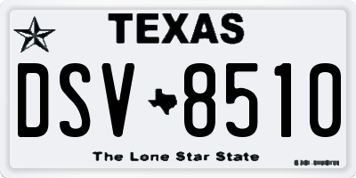 TX license plate DSV8510
