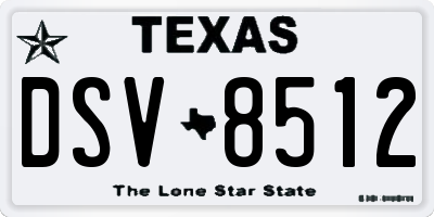 TX license plate DSV8512