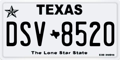 TX license plate DSV8520