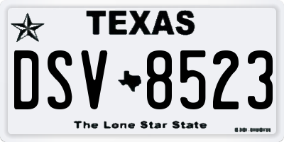 TX license plate DSV8523