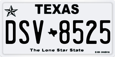 TX license plate DSV8525