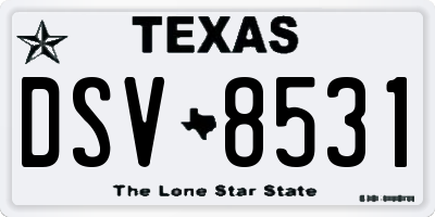 TX license plate DSV8531