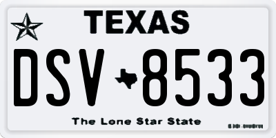 TX license plate DSV8533