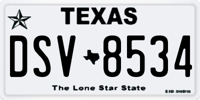 TX license plate DSV8534