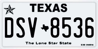 TX license plate DSV8536