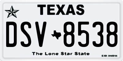 TX license plate DSV8538