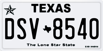 TX license plate DSV8540