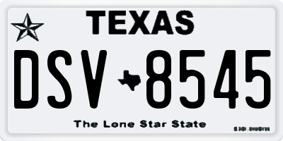 TX license plate DSV8545