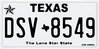 TX license plate DSV8549