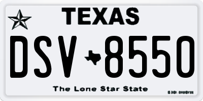 TX license plate DSV8550