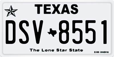 TX license plate DSV8551
