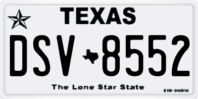 TX license plate DSV8552