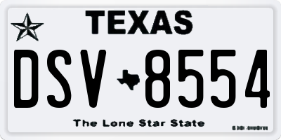 TX license plate DSV8554