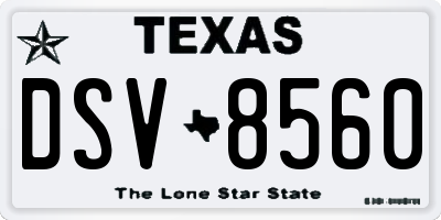 TX license plate DSV8560