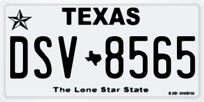 TX license plate DSV8565