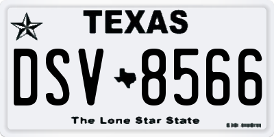 TX license plate DSV8566