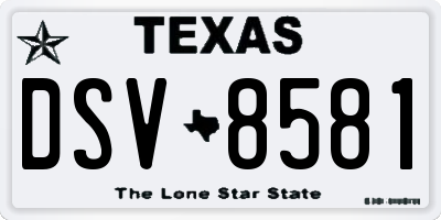 TX license plate DSV8581
