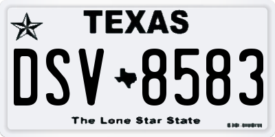 TX license plate DSV8583