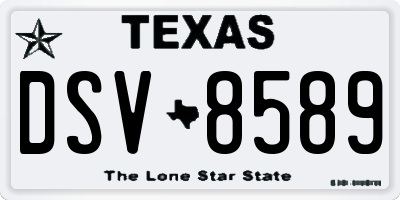 TX license plate DSV8589
