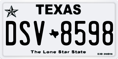 TX license plate DSV8598