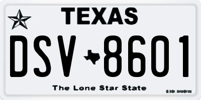 TX license plate DSV8601