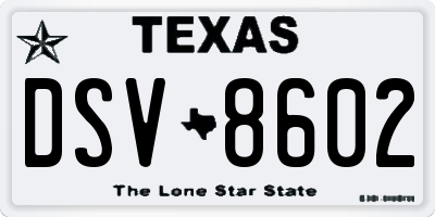 TX license plate DSV8602