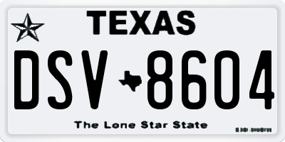 TX license plate DSV8604