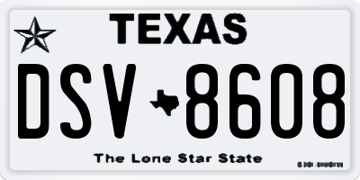 TX license plate DSV8608