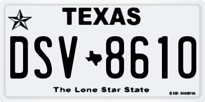 TX license plate DSV8610