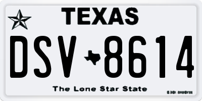 TX license plate DSV8614