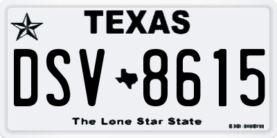 TX license plate DSV8615