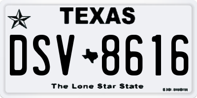 TX license plate DSV8616