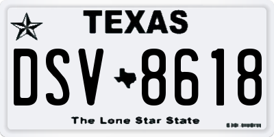 TX license plate DSV8618