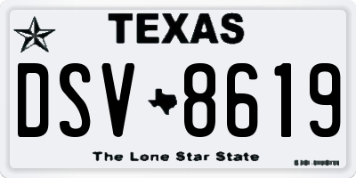 TX license plate DSV8619