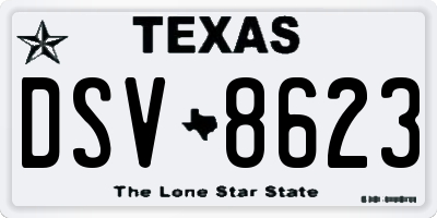 TX license plate DSV8623