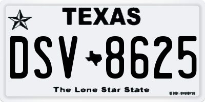 TX license plate DSV8625