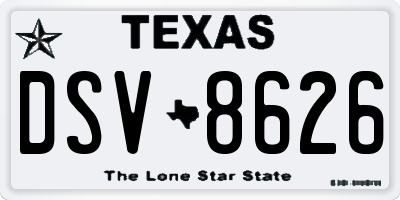 TX license plate DSV8626