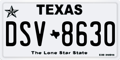 TX license plate DSV8630