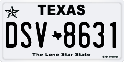 TX license plate DSV8631