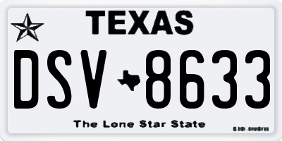 TX license plate DSV8633