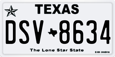 TX license plate DSV8634